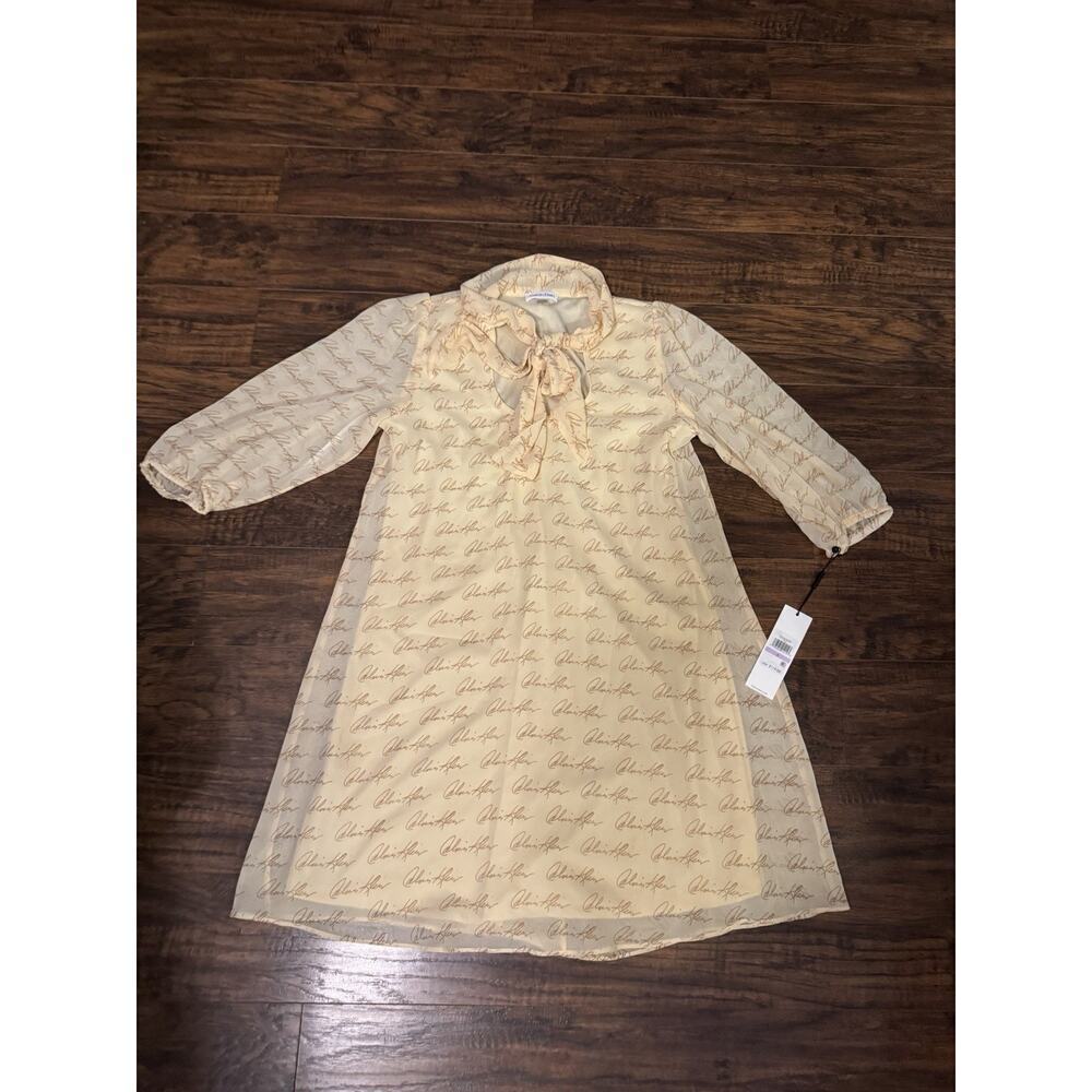Calvin Klein Cursive Bow-Neck Dress Sz 6